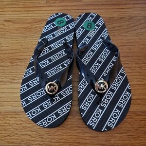 Michael Kors PVC Kors Stripe Web Print Women's Flip Flop, Sz 8 NWOB